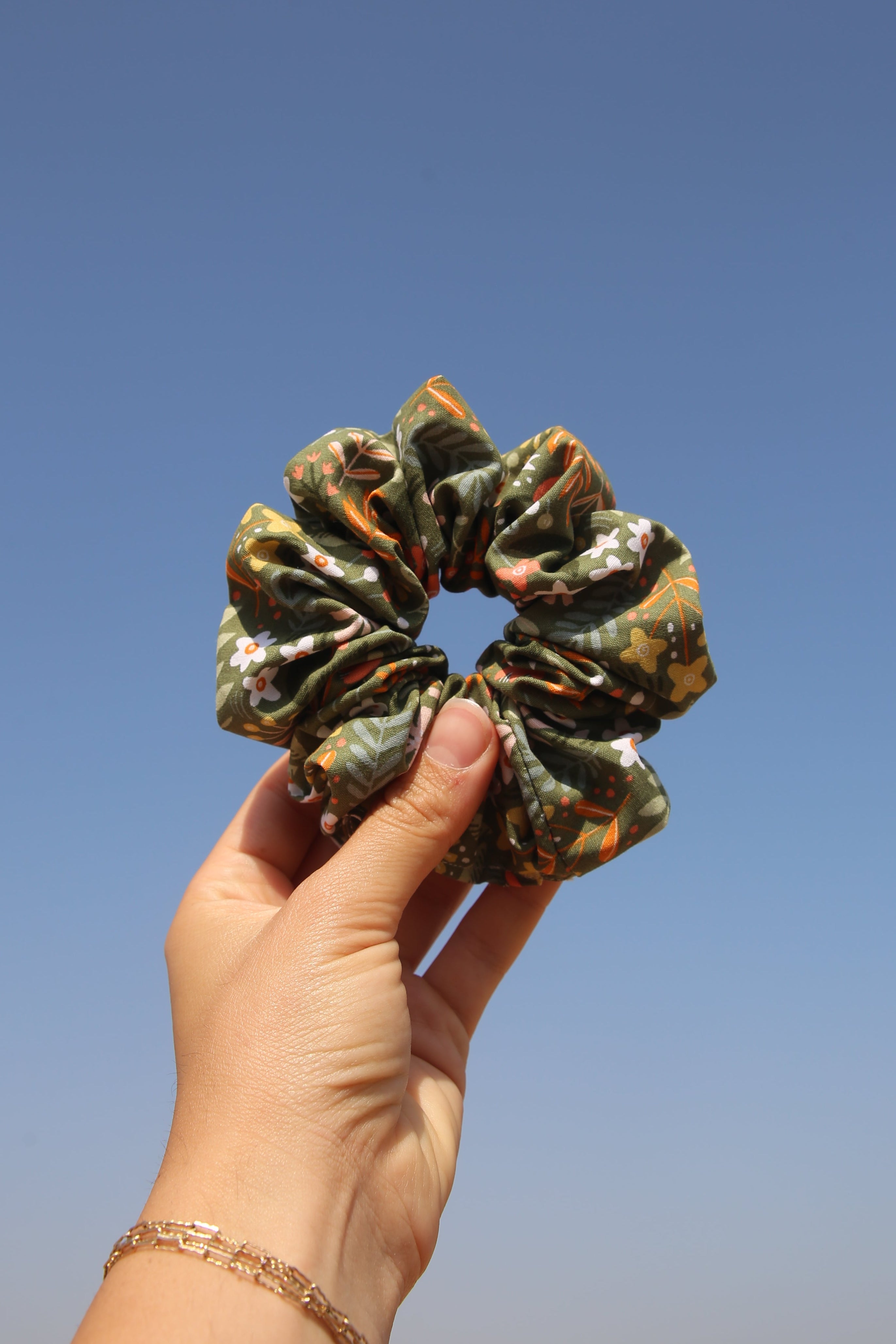 OLIVE GREEN FOREST SCRUNCHIE